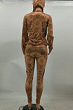 Rose Red Fashion Casual Print Long Sleeve Hoodie Pencil Pants Reflective Sets TK6200-5