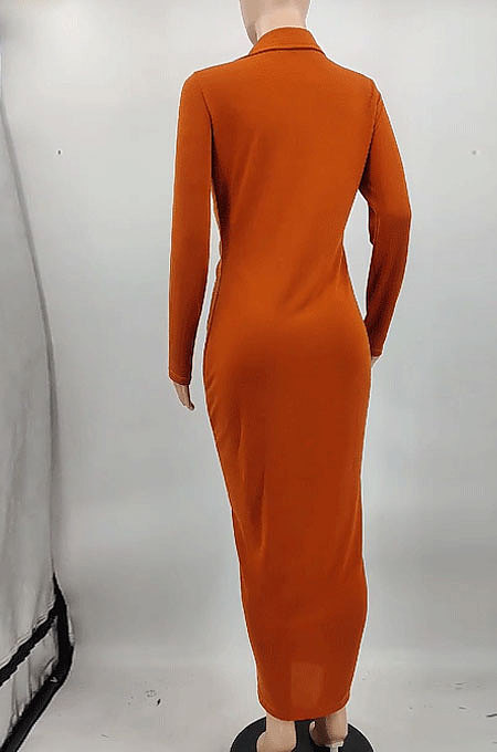 Wine Red Wholesale Velvet Long Sleeve Lapel Neck Single-Breasted Ruffle Shirt Dress MTY6579-3