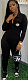 Front Flat Pocket Half Zipper Jumpsuit in Black