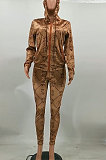 Gold Yellow Fashion Casual Print Long Sleeve Hoodie Pencil Pants Reflective Sets TK6200-1
