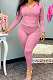 Pink Wholesale Casual Long Sleeve Zip Front Hooded Coat Pencil Pants Sport Sets OH8091-3