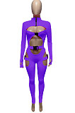 Rose Red Women Sexy Club Wear Buckle Pure Color Zipper Bodycon Jumpsuits Q955-5