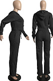 Pink Casual Sport Long Sleeve Hoodie Wide Leg Pants Solid Color Loose Sets FH173-5