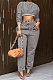 Gray Women Trendy Casual Solid Color Crop Bodycon Pants Sets AMW8336-1