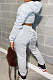 Gray Women Hooded Long Sleeve Fleece Solid Color Bandage Long Pants Sets CSY830-1