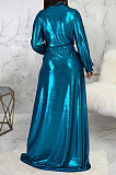 Wine Red Club Hot Starmping Long Sleeve V Collar Slim Fitting Sexy Slit Swing Long Dress SMR10194-1