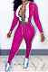 Rose Contrast Color Spliced Long Sleeve Bandage Hollow Out Tops Pencil Pants Sets MN8382-1