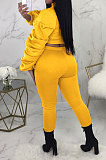 Black Autumn Winter Casual Ruffle Sleeve Zip Front Coat Pencil Pants Sport Sets ORY5064-1
