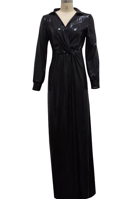 Rose Red Club Hot Starmping Long Sleeve V Collar Slim Fitting Sexy Slit Swing Long Dress SMR10194-4