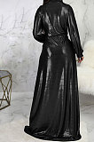 Black Club Hot Starmping Long Sleeve V Collar Slim Fitting Sexy Slit Swing Long Dress SMR10194-2
