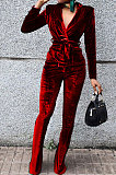Black Wholesale Velvet Long Sleeve Lapel Neck Suits Coat Flare Pants Sets TRS1182-1