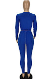 Black Contrast Color Spliced Long Sleeve Bandage Hollow Out Tops Pencil Pants Sets MN8382-3