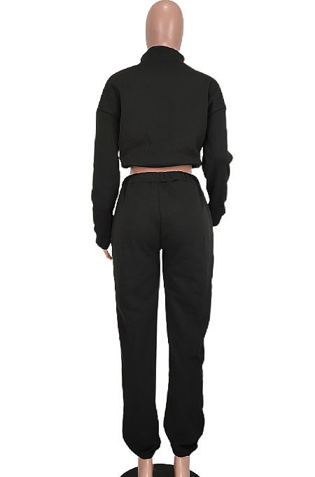 Red Women Solid Color Long Sleeve Velvet Sport Pants Sets BYQ1028-1