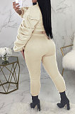 Black Autumn Winter Casual Ruffle Sleeve Zip Front Coat Pencil Pants Sport Sets ORY5064-1