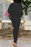 Gray Newest Batwing Sleeve V Neck Ruffle Collect Waist Solid Color Bodycon Jumpsuits WY6841-2