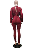 Gray Newest Batwing Sleeve V Neck Ruffle Collect Waist Solid Color Bodycon Jumpsuits WY6841-2