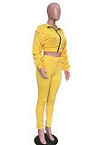 Cream Autumn Winter Casual Ruffle Sleeve Zip Front Coat Pencil Pants Sport Sets ORY5064-2