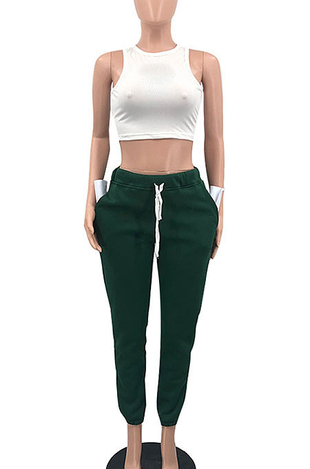 Brown Women Solid Color Thick Mid Waist Loose Pants PH13255-5