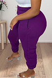 Dark Blue Women Solid Color Thick Mid Waist Loose Pants PH13255-4