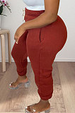 Dark Blue Women Solid Color Thick Mid Waist Loose Pants PH13255-4