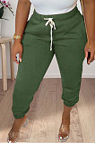 Dark Blue Women Solid Color Thick Mid Waist Loose Pants PH13255-4