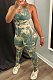 Green Women Fashion Condole Belt Sport Tie Dye Sexy Yoga Pants Sets PU6087