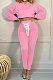 Pink Women Trendy Sport Cotton Pure Color Bnadage Bodycon Hooded Tops Pants Sets PH13261-2