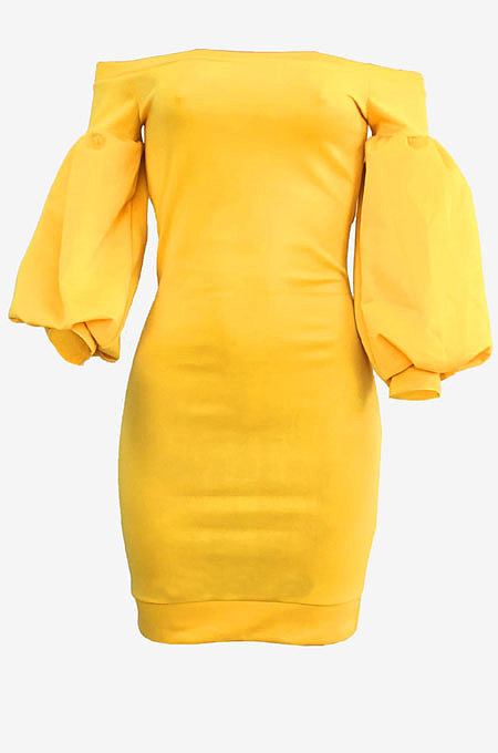 Purple Euramerican Women Pure Color Off Shoulder Sexy Lantern Sleeve Mid Waist Mini Dress R6129-9