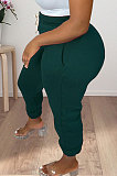 Dark Blue Women Solid Color Thick Mid Waist Loose Pants PH13255-4
