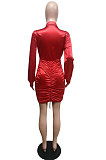Black Sexy Wholesale Long Sleeve Cardigan Crop Waist Ruffle Wrap Dress F88396-6