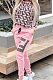 Letter Randomly Printed Pants Set in Pink