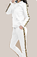 Letter Randomly Printed Hoodied Pants Set in White