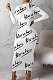 White Autumn Simple Letter Print Long Sleeve High Neck Collect Waist Bodycon Dress BM7214-2