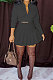 Black Women Casual Pure Color Long Sleeve Bowknot Ruffle Skirts Sets WXY6618-3