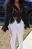 Red Euramerican Women Hole Sexy Horn Sleeve  Bodycon Cardigan T Shirts XQ1149-4