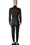 Gray Women Pure Color Pocket Zipper Casual Jumpsuit RB3208-2