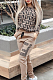 Letter Randomly Printed Pants Set in Apricot