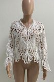 Yellow Euramerican Women Hole Sexy Horn Sleeve  Bodycon Cardigan T Shirts XQ1149-3