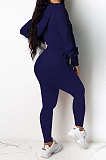 Black Casual Newest Long Sleeve Zip Front Hoodie Pencil Pants Sport Sets DR88126-3