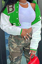 Green Euramerican Women Autumn Winter Printing Long Sleeve Cradigan Fashion Casual Short Jacket WSY5891-10