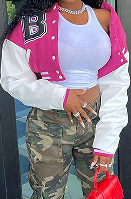 Rose Red Euramerican Women Autumn Winter Printing Long Sleeve Cradigan Fashion Casual Short Jacket WSY5891-8