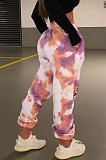 Pink Purple Women Printing Contrast Color Sport Casual Pants YY5314