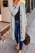 Grey Fashion Wholesale Long Sleeve Single-Breasted Sweater Cardigan  Coat SY8827-2