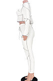Black Women Club Spliced Half Turtle Neck Pencil Pants Sets GL6510-2