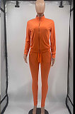 Grape Purple Cotton Blend Casual Long Sleeve Stand Neck Zip Front Coat Bodycon Pants Elastic Sport Sets YYF8252-2