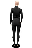 Red New Wholesale Ribber Long Sleeve Zip Front T-Shirts Pencil Pants Slim Fitting Two-Piece DR88130-1