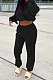 Black Casual Pure Color Long Sleeve Round Neck Jumper Sweat Pants Loose Sets LML267-1