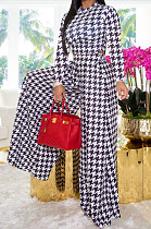 Black Wholesale Newest Plaid Print Long Sleeve O Neck Crop Tops Wide Leg Pants Fashion Sets ZDD31165-2