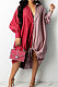 Red Autumn Winter Loose Spliced Long Sleeve Lapel Neck Single-Breated Jean Shirt Dress ZS0422-1