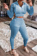 Sky Blue Wholesale Women Velvet Long Sleeve Zip Front Hoodie Pencil Pants Slim Fitting Sport Sets YYF8250-3